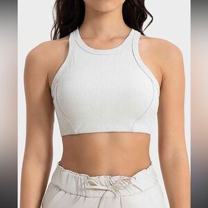 Lululemon Athletica White Ribbed Sports Bra